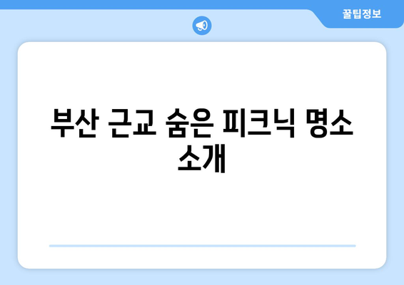 부산 근교 야외 피크닉 장소 Best 10 추천 | 피크닉, 나들이, 부산 여행 팁