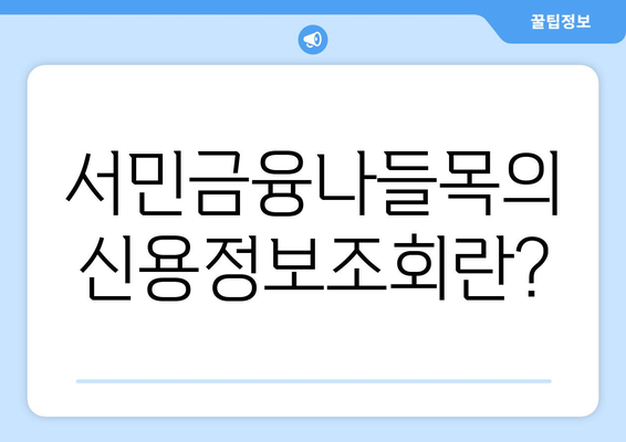 서민금융나들목 신용정보조회 방법과 주의사항 | 서민금융, 신용조회, 금융 정보