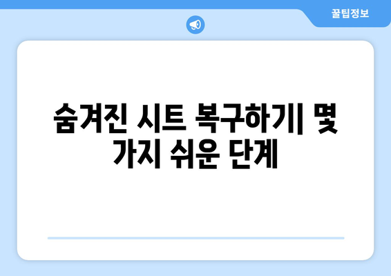 엑셀 시트 안보임? 쉽게 해결하는 팁과 단계별 가이드 | 엑셀, 문제 해결, 사용자 지원"