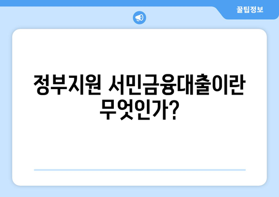 정부지원 서민금융대출