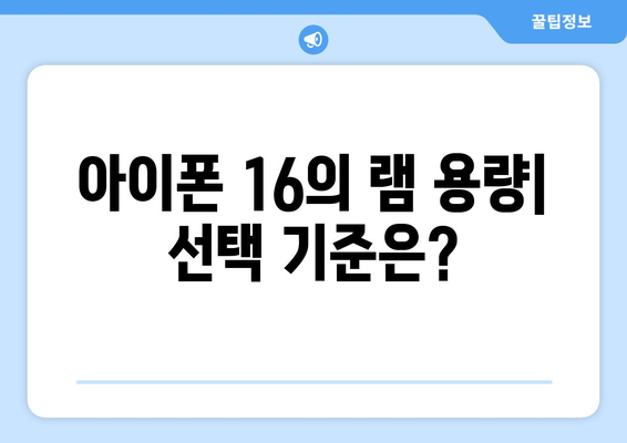 아이폰 16 램 성능 분석과 최적 선택 가이드 | 아이폰 16, 램 용량, 스마트폰 성능