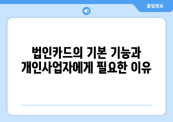개인사업자를 위한 법인카드 활용법| 절세와 혜택 알아보기 | 개인사업자, 법인카드, 재정 관리