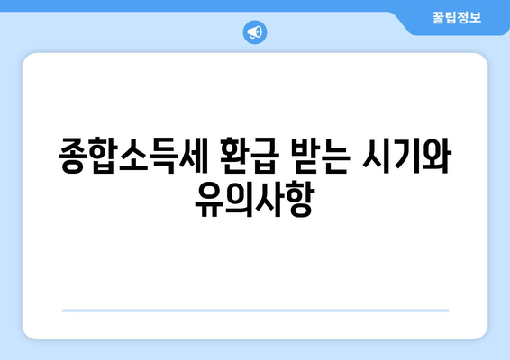 개인사업자를 위한 종합소득세 환급시기와 방법 안내 | 환급, 세금, 개인사업자 가이드