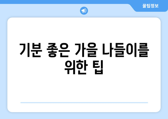 가을 나들이 필수 아이템 10선| 완벽한 준비를 위한 팁과 추천 | 나들이, 가을, 준비물"