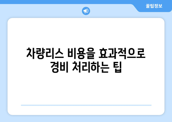 개인사업자를 위한 차량리스 경비처리 방법과 팁 | 경비처리, 세금 절감, 개인사업자 혜택