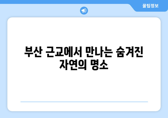 부산 근교 힐링 여행 코스 추천| 자연 속에서의 완벽한 휴식 방법 | 힐링 여행, 부산, 자연 탐방