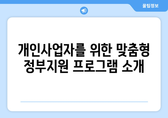 개인사업자를 위한 정부지원금 활용 방법 | 지원금, 창업, 재정 지원, 소상공인