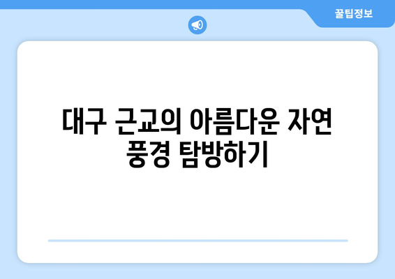 대구 근교 힐링 스팟 완벽 가이드 | 자연, 명소, 휴식, 여행 팁