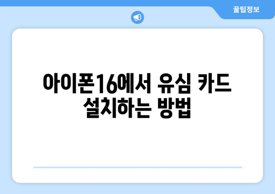 아이폰16 유심 사용법| 최적의 요금제와 선택 팁 | 아이폰16, 유심 카드, 모바일 데이터 관리