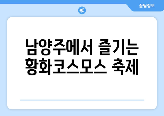 남양주 황화코스모스 촬영 장소 베스트 5 추천 | 사진 촬영, 관광 명소, 가을 꽃 구경