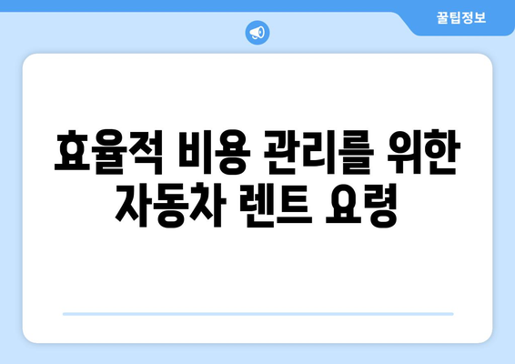 개인사업자를 위한 자동차 렌트 완벽 가이드 | 효율적 비용 관리, 필수 팁, 활용 방법