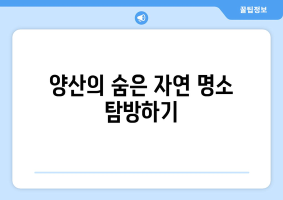 양산 근교에서 소풍하기 좋은 장소 추천 7곳 | 소풍, 여행, 양산, 자연 탐방