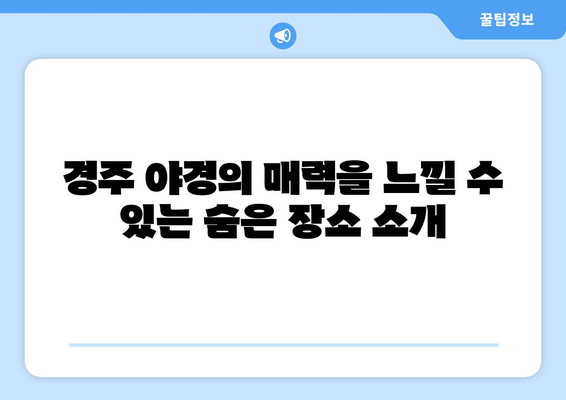 경주 근교 야경 감상 장소 10곳| 완벽한 야경을 즐기는 방법 | 경주, 야경, 여행 팁