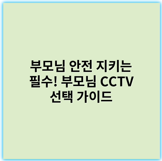 부모님 안전 지키는 필수! 부모님 CCTV 선택 가이드 - 안전