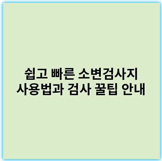 쉽고 빠른 소변검사지 사용법과 검사 꿀팁 안내 - 핵심 키워드: **정확성**